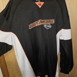 Harley-Davidson Black and White Sweatshirt with Orange Accents